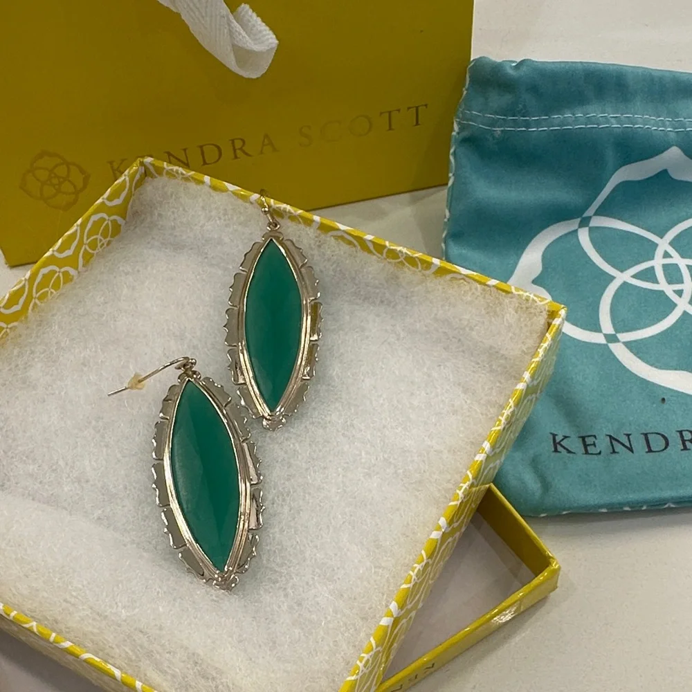 Kendra Scott VINTAGE Teal Marquise Drop Earrings in Gold-Tone